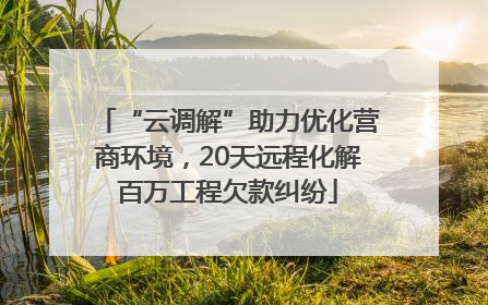 “云调解”助力优化营商环境，20天远程化解百万工程欠款纠纷