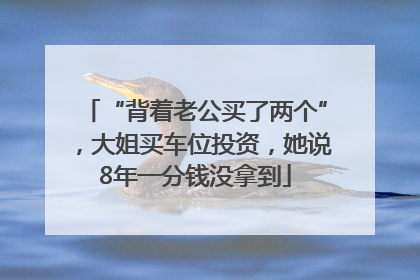 “背着老公买了两个”，大姐买车位投资，她说8年一分钱没拿到