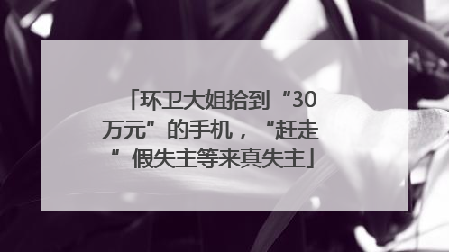 环卫大姐拾到“30万元”的手机，“赶走”假失主等来真失主