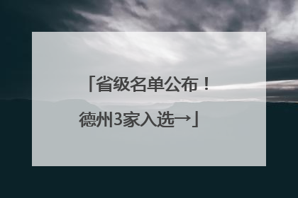 省级名单公布！德州3家入选→