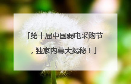 第十届中国弱电采购节，独家内幕大揭秘！