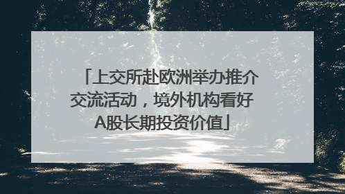 上交所赴欧洲举办推介交流活动，境外机构看好A股长期投资价值