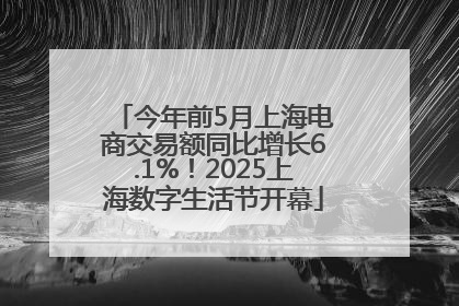 今年前5月上海电商交易额同比增长6.1%！2025上海数字生活节开幕