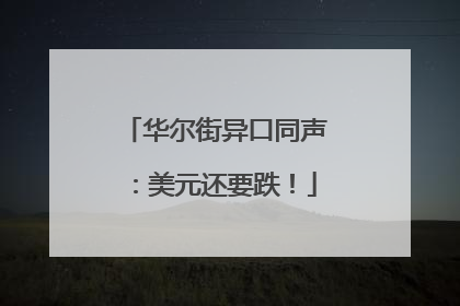 华尔街异口同声:美元还要跌!
