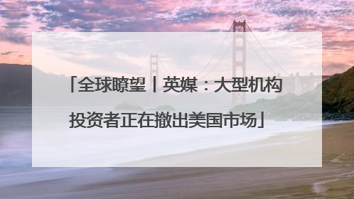 全球瞭望丨英媒：大型机构投资者正在撤出美国市场
