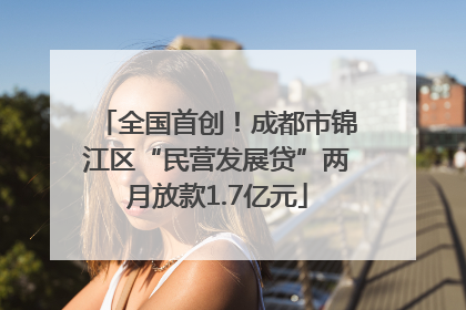 全国首创！成都市锦江区“民营发展贷”两月放款1.7亿元