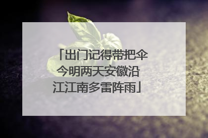 出门记得带把伞 今明两天安徽沿江江南多雷阵雨