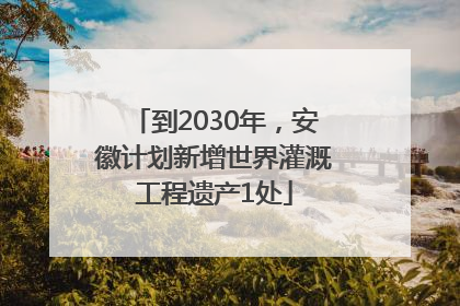 到2030年，安徽计划新增世界灌溉工程遗产1处