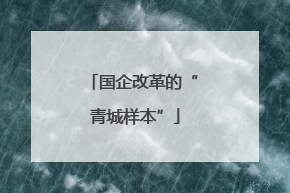 国企改革的“青城样本”