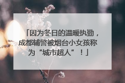因为冬日的温暖执勤，成都辅警被烟台小女孩称为“城市超人”！