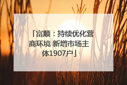 富顺：持续优化营商环境 新增市场主体1907户