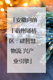 安徽向前丨宿州埇桥区：建智慧物流 兴产业引擎