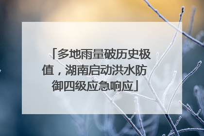 多地雨量破历史极值，湖南启动洪水防御四级应急响应