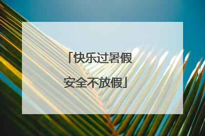 快乐过暑假 安全不放假