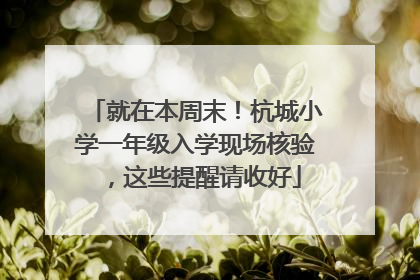 就在本周末！杭城小学一年级入学现场核验，这些提醒请收好