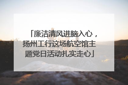 廉洁清风进脑入心，扬州工行这场航空馆主题党日活动扎实走心