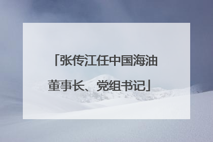 张传江任中国海油董事长、党组书记