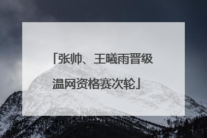 张帅、王曦雨晋级温网资格赛次轮