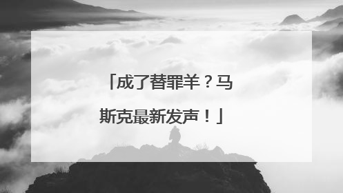 成了替罪羊？马斯克最新发声！
