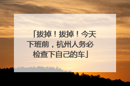 拔掉！拔掉！今天下班前，杭州人务必检查下自己的车