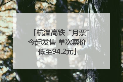杭温高铁“月票”今起发售 单次票价低至94.2元