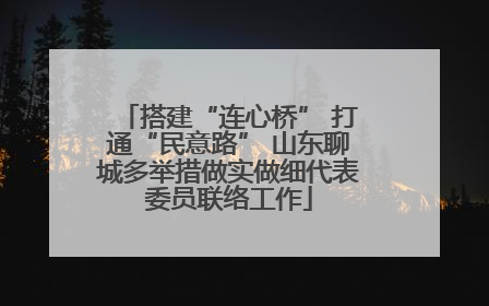 搭建“连心桥” 打通“民意路” 山东聊城多举措做实做细代表委员联络工作