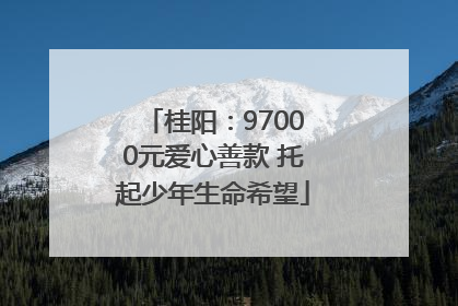 桂阳：97000元爱心善款 托起少年生命希望