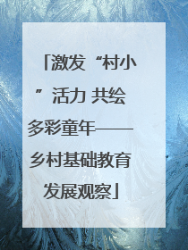 激发“村小”活力 共绘多彩童年——乡村基础教育发展观察