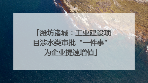 潍坊诸城：工业建设项目涉水类审批“一件事” 为企业提速增值