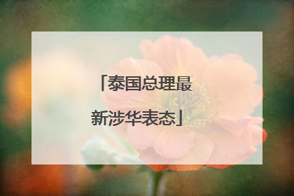 泰国总理最新涉华表态