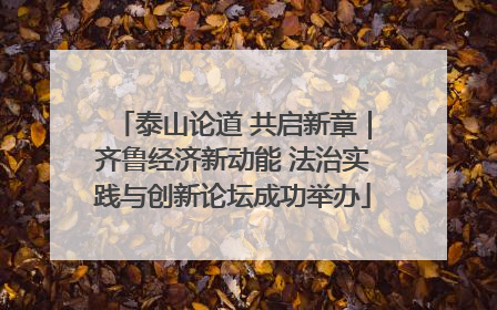 泰山论道 共启新章｜齐鲁经济新动能 法治实践与创新论坛成功举办
