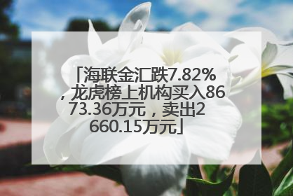 海联金汇跌7.82%，龙虎榜上机构买入8673.36万元，卖出2660.15万元