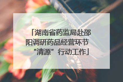 湖南省药监局赴邵阳调研药品经营环节“清源”行动工作