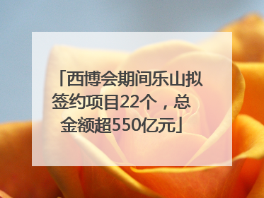 西博会期间乐山拟签约项目22个，总金额超550亿元