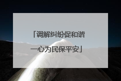调解纠纷促和谐 一心为民保平安