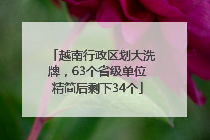 越南行政区划大洗牌，63个省级单位精简后剩下34个
