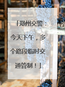 郑州交警：今天下午，多个路段临时交通管制！