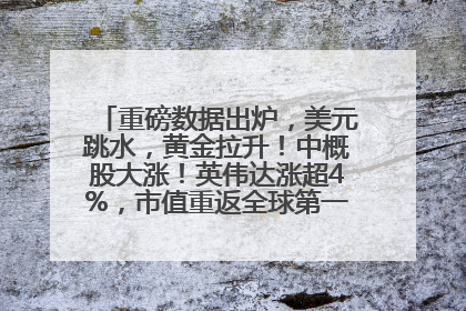 重磅数据出炉，美元跳水，黄金拉升！中概股大涨！英伟达涨超4%，市值重返全球第一！黄仁勋计划出售至多600万股股票