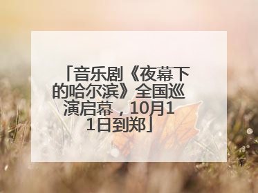 音乐剧《夜幕下的哈尔滨》全国巡演启幕，10月11日到郑