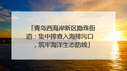青岛西海岸新区隐珠街道：集中排查入海排污口，筑牢海洋生态防线