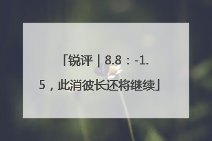 锐评｜8.8：-1.5，此消彼长还将继续