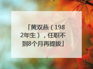 黄双燕（1982年生），任职不到8个月再提拔