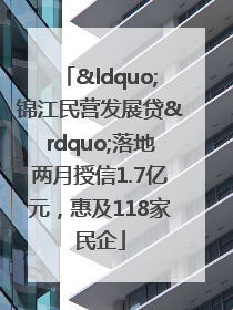 “锦江民营发展贷”落地两月授信1.7亿元，惠及118家民企
