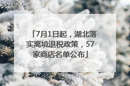 7月1日起，湖北落实离境退税政策，57家商店名单公布