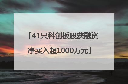 41只科创板股获融资净买入超1000万元