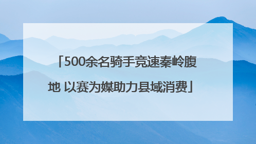 500余名骑手竞速秦岭腹地 以赛为媒助力县域消费