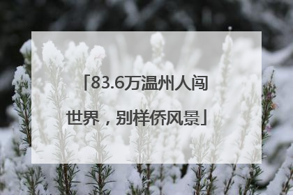 83.6万温州人闯世界，别样侨风景